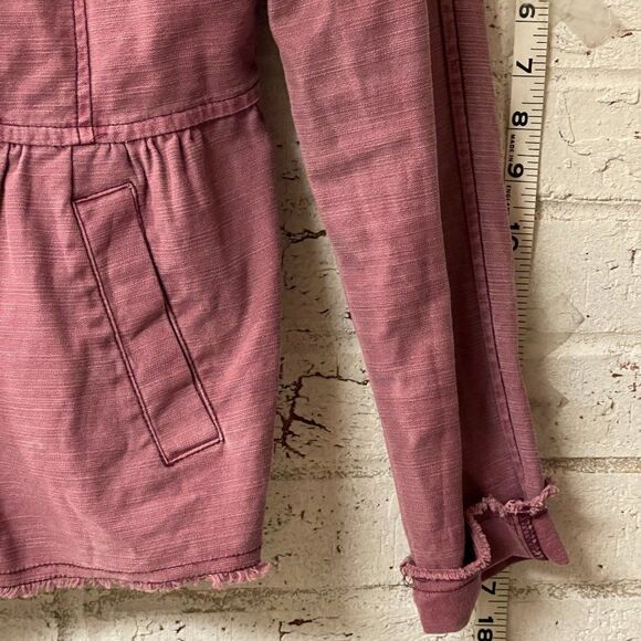 Altard State Raw Hem Fringe Peplum rose Jean Jacket S - Picture 5 of 10